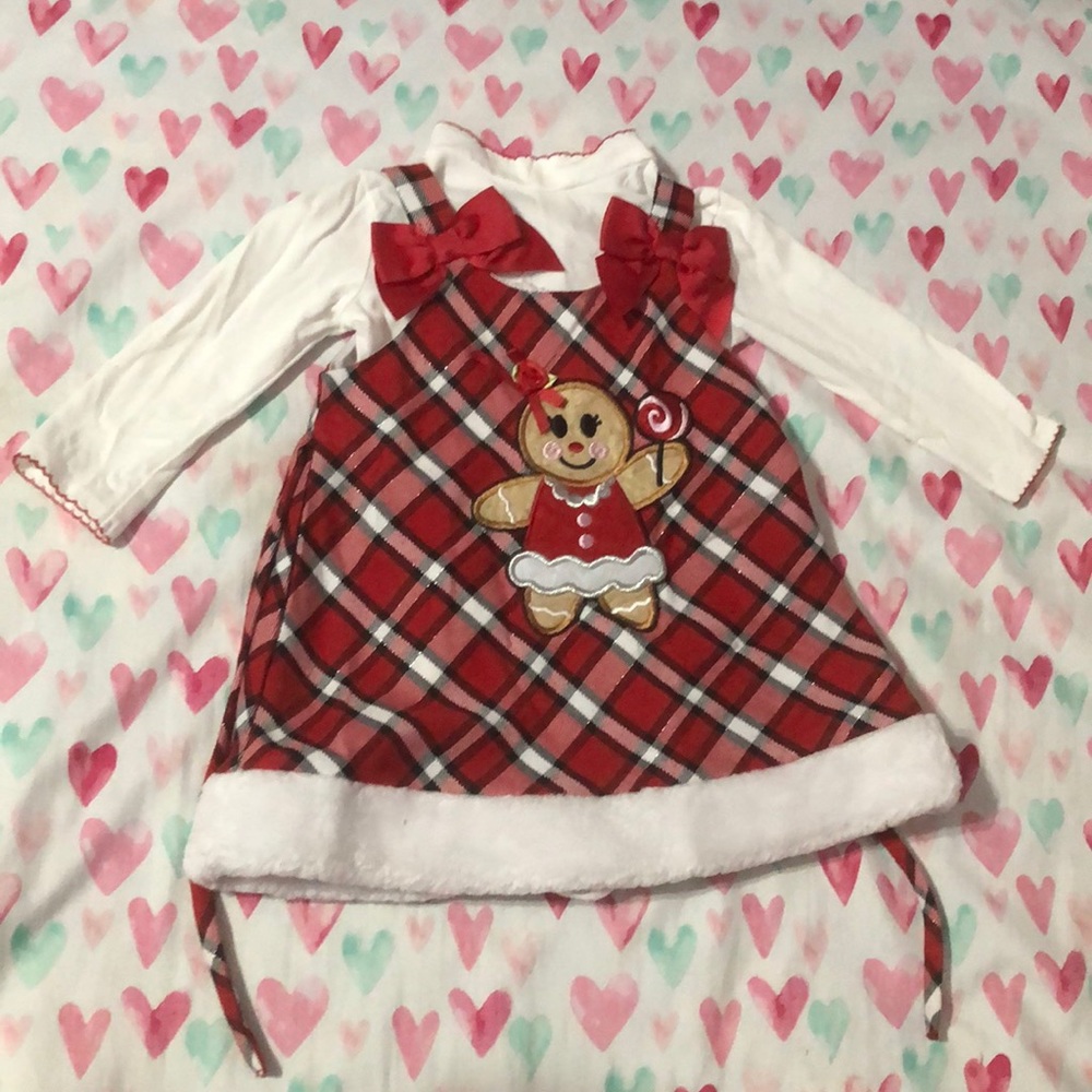 Christmas themed dress with long sleeve onesie.